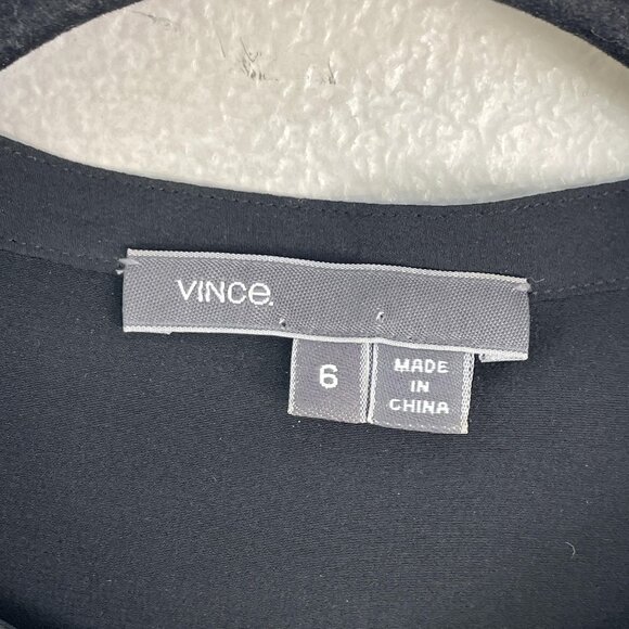 Vince Shirt Womens 6 Gray Black 100% Silk Long Sleeve Tunic Blouse Top High Low - Picture 6 of 12